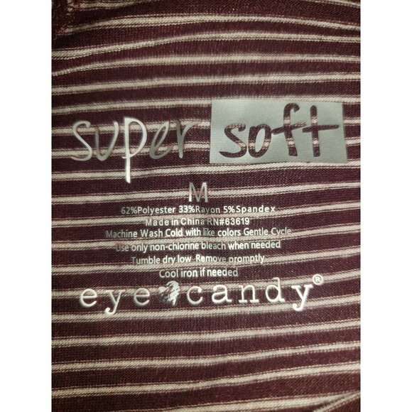 Nwt Eye Candy Women's Size Medium Stripe Short Sleeve Shirt With Keyhole Back - Picture 3 of 3